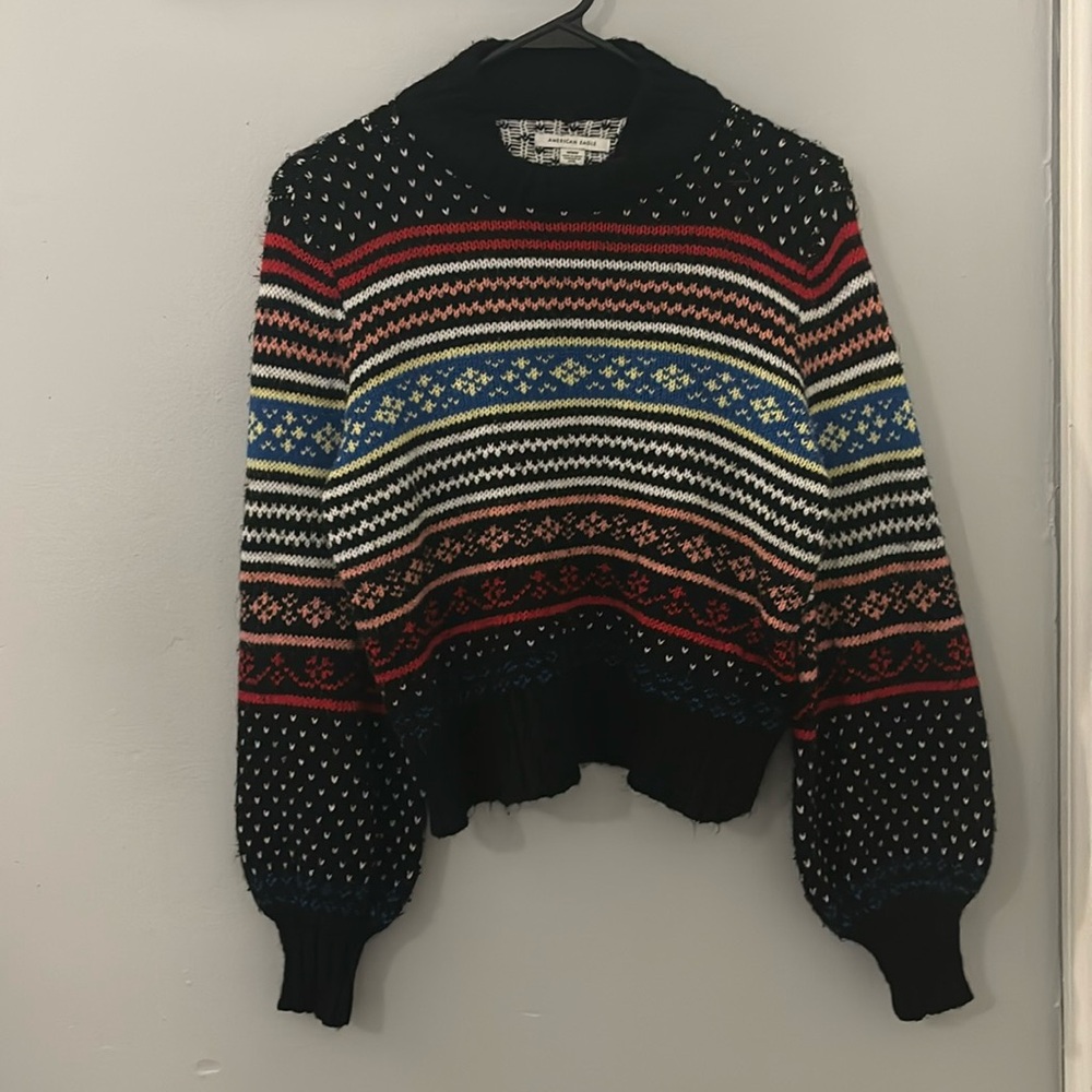 American Eagle Cropped Printed Sweater